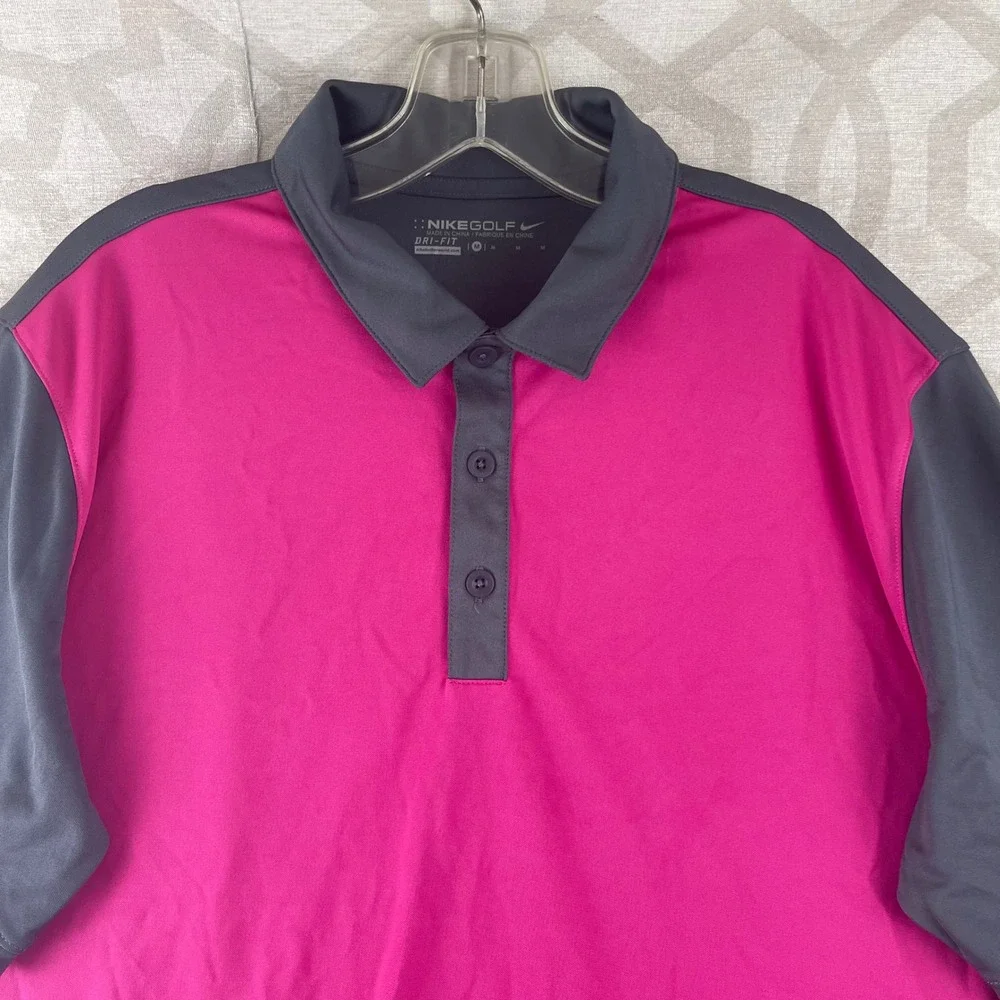 Nike Golf Dri-FIT Polo Shirt Mens Medium Pink Grey‎ Colorblock Special Olympics